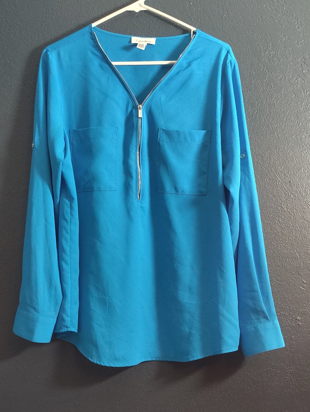 Calvin Klein Women's Bright Teal Zip-Neck Tunic